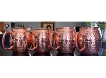 Copper Toned Mule  Mugs  Set Of 4