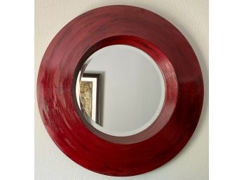 Large Wooden Round Mirror