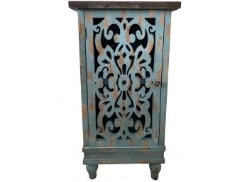 Distressed Italian Style Scrolled Wooden Cabinet