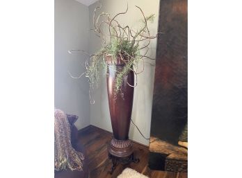 Extra Tall Planter Or Jardinier In Bronze Color Scheme With Iron Base