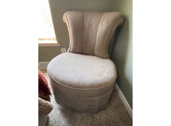 Wingback Tufted Club Chair In Taupe With Paneled Skirt