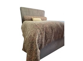 Queen Sized Bed With Micro Suede Tufted Headboard Including Mattress, Comforter, Bolster And Throw Pillow
