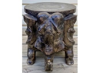 Carved Wood Elephant Plant Stand