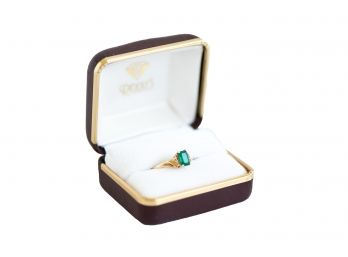 Beautiful Lab Created Emerald Cut 14k Gold Ring  Size 7