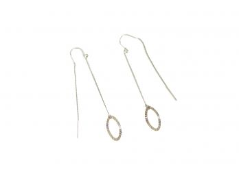 14k White Gold Thread Earrings