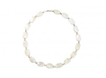 Beautiful Mother Of Pearl Necklace Set In Sterling Silver