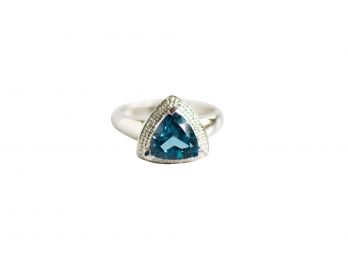 Size 7 10k White Gold And London Blue Topaz Ring