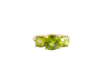 14k Gold Peridot Faceted Ring Size 7