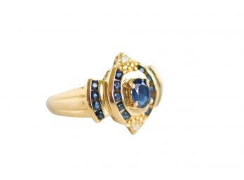 Size 7 14k Gold Ring With Blue Sapphires