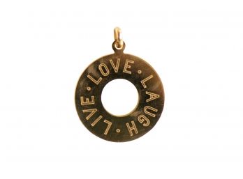 14k Gold Made In Italy Live Laugh Love Pendant
