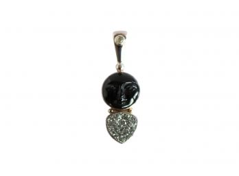 Sajen 925 Sterling Silver Carved Moon Face Pendant With Obsidian And Druzy