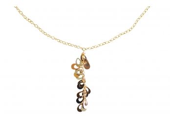 18kt Gold Necklace With Central Tri-color Drop Pendant