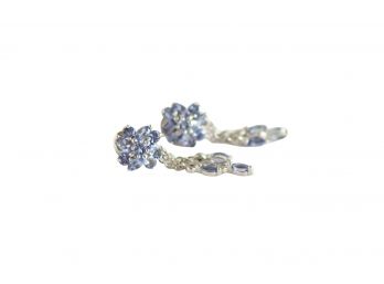 Pair Of 10k White Gold And Lavender Tanzanite Stone Earrings