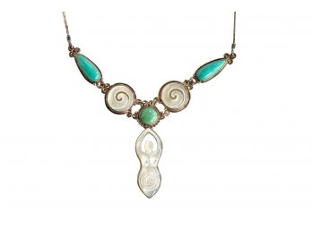 Sajen 925 Sterling Silver Necklace With Mother Of Pearl Goddess Pendant And Other Natural Stones