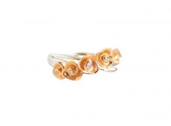 Size 7 14k White And Rose Gold Ring With Rosette Detailing