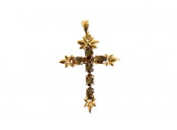 10k Gold And Alexandrite Cross Pendant