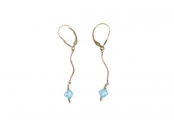 Sterling Silver And Light Blue Stone Earrings