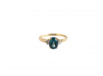 14k Gold And Blue Topaz Ring Size 7