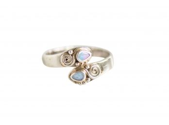 Great Sterling Silver Sajen Adjustable Ring With Opal