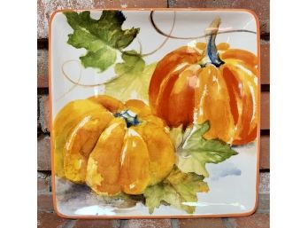 Square Platter With Harvest Pumpkin Design