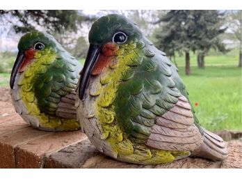 New! 2 Resin Portly Hummingbirds Statues