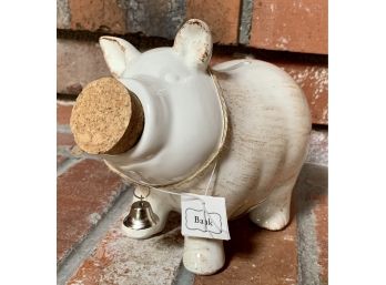 New! Ceramic Piggy Bank With Cork Snout