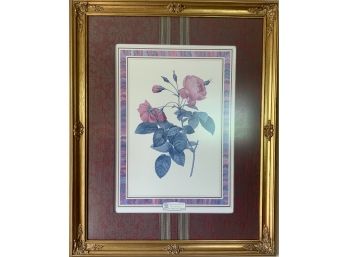 Framed Rose Print With Fabric Matting