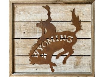 New! Wyoming Rusty Metal & Weathered Wood Wall Art