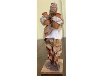 Vintage Mexican Paper Mache Old Woman With 2 Jugs