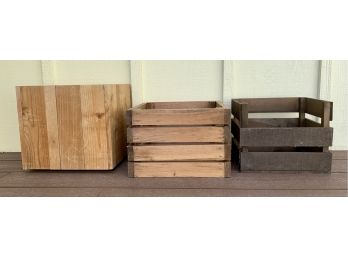 3 Wood Crates/planter Baskets