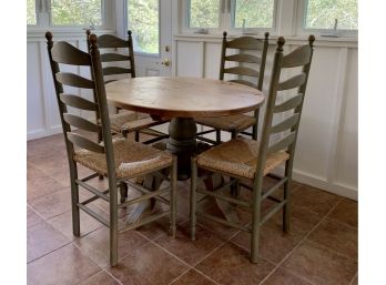 Round Dining Set With 4 Ladder Back Chairs