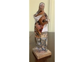 Vintage Mexican Paper Mache Old Woman With Jug