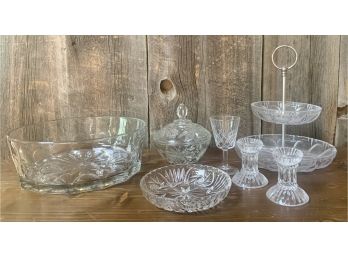 Assorted 8pc. Glass And Crystal Serving Pieces