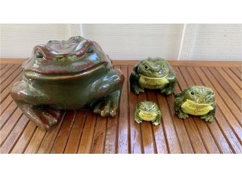 Large Ceramic Garden Frog Lot - Signed