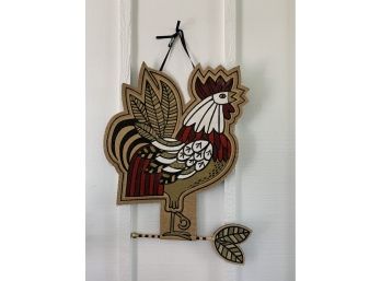 Unique Rooster Wall Hanging With Burlap/felt Weathervane