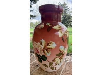 Vintage Painted Milk Glass Vase