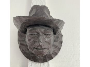 Small Wall Old Cowboy Bust Dated 1975