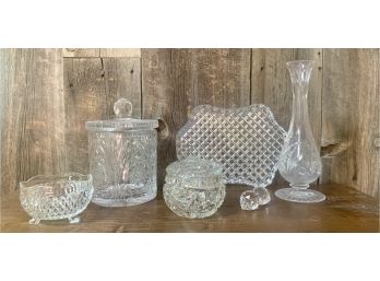 Assorted 9pc. Glass And Crystal Serving Pieces