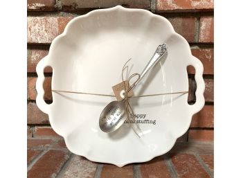 New! Ceramic Stuffing Platter With Spoon