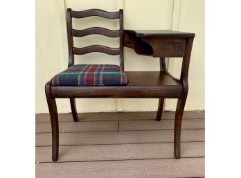 Vintage Style Dark Wood Telephone Table W/ Chair