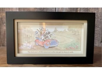 NEW! Framed Disney Characters In Red Car
