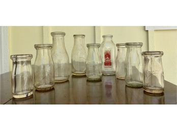 9 Vintage Cream/Milk Glass Bottles