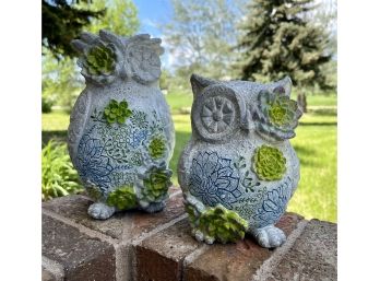 Cute Resin Owl Pair For Garden