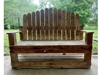 Wood Bench With High Picket Back