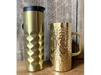 New! Stainless Steel Double Wall Tall Mug & Insulated Travel Tumbler- Gold Color