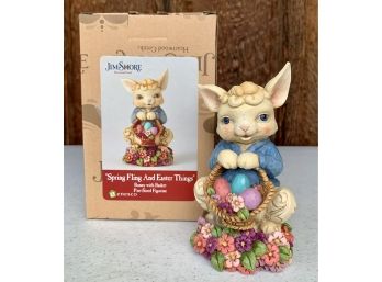 New! Spring Fling And Easter Things- Bunny With Basket/ Pint Sized Figurine By Jim Shore