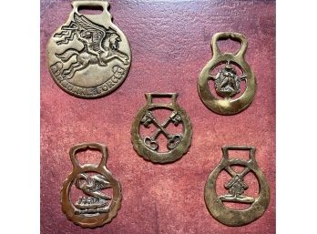 5 Pc. Brass Horse Medallions