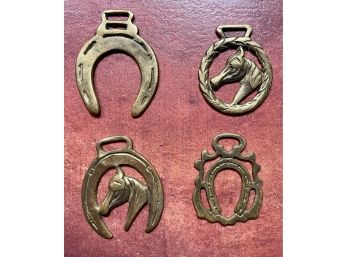 4 Pc. Brass Horse Medallions
