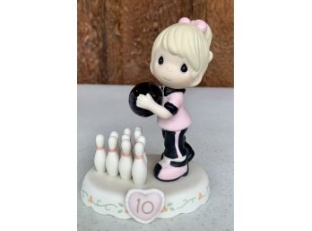 NIB Precious Moments 'Growing In Grace' Age 10 Blonde Version Porcelain Bisque Figurine