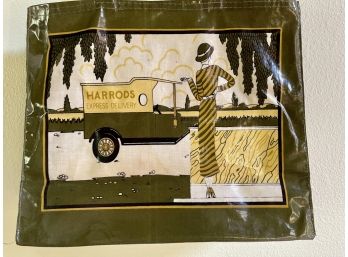 Wonderful Vintage Harrods Plastic Covered Canvas Bag